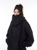 Loose High Collar Fleece Lined Hoodie